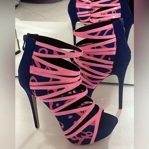 Liliana Blue Pink platform high heeled stiletto heels suede leather sexy shoes